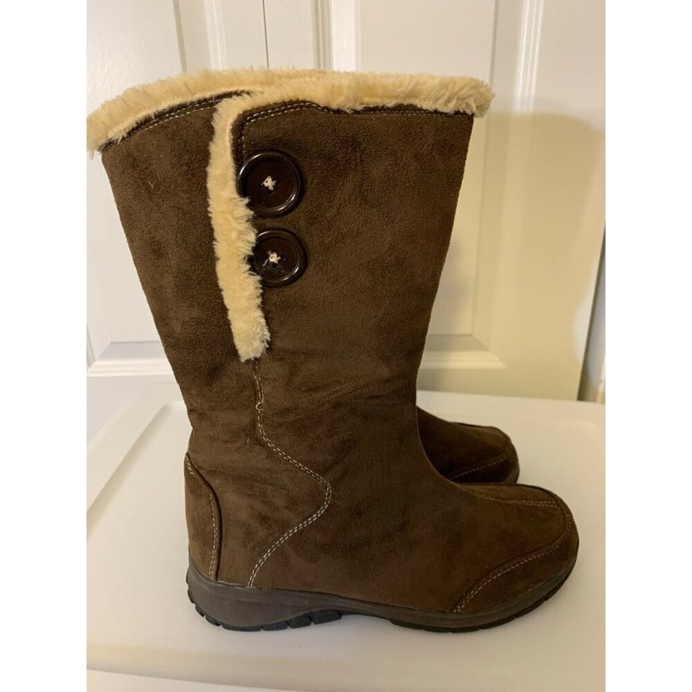 Itasca‎ Blitzen Womens sz 9 Brown Suede Winter Warm Fur Lined Mid Calf Boots